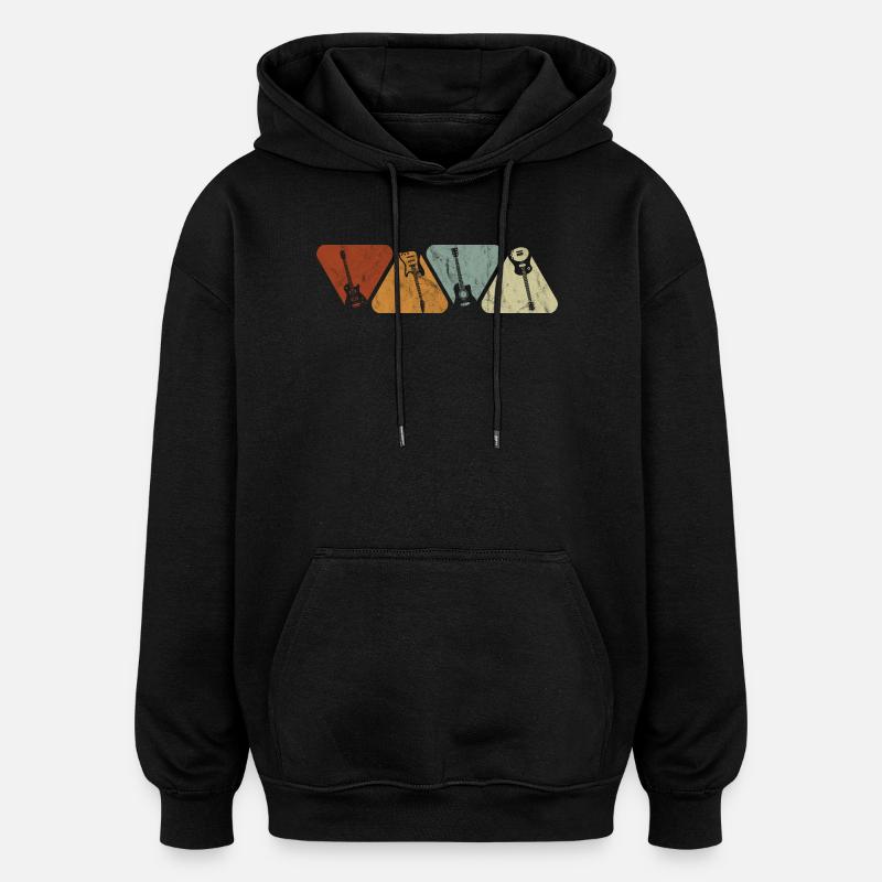 Four Instruments Silhouettes Pastel - Oversized Unisex Hoodie - black