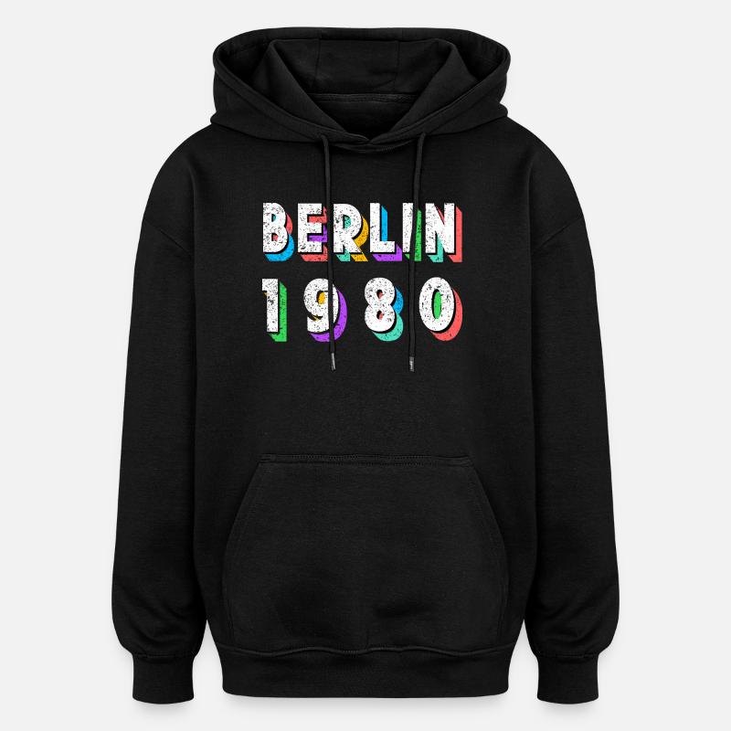 Berlin 1980 Rétro Néon - Sweat à capuche oversize unisexe - noir