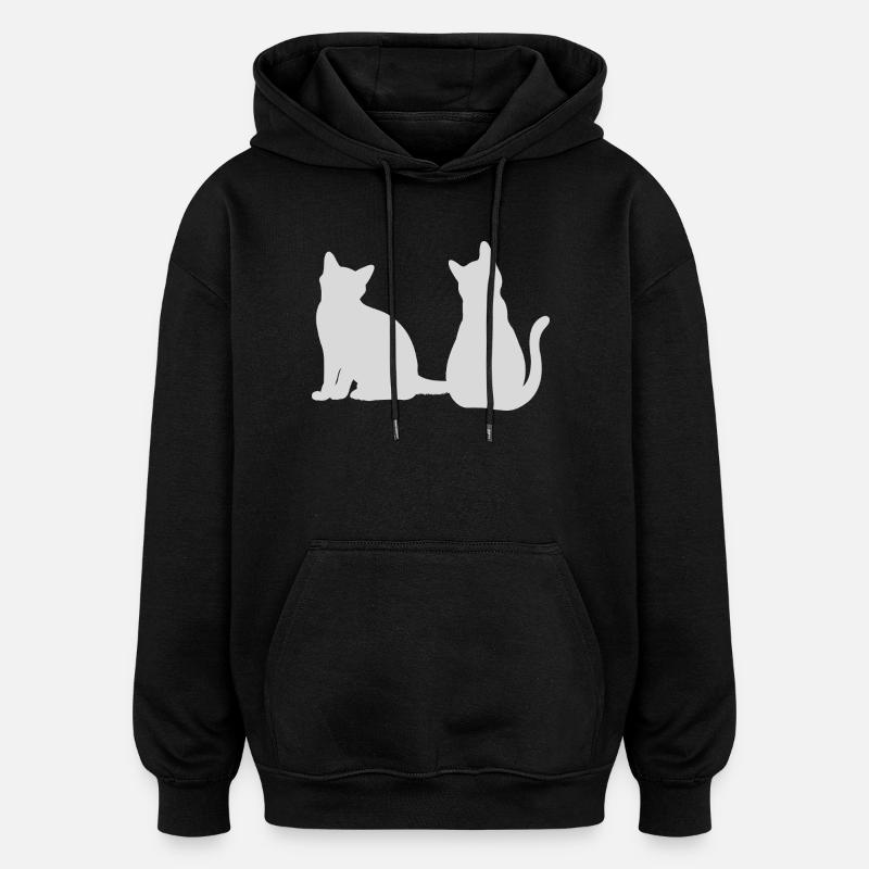 Chats dos à dos Design - Sweat à capuche oversize unisexe - noir
