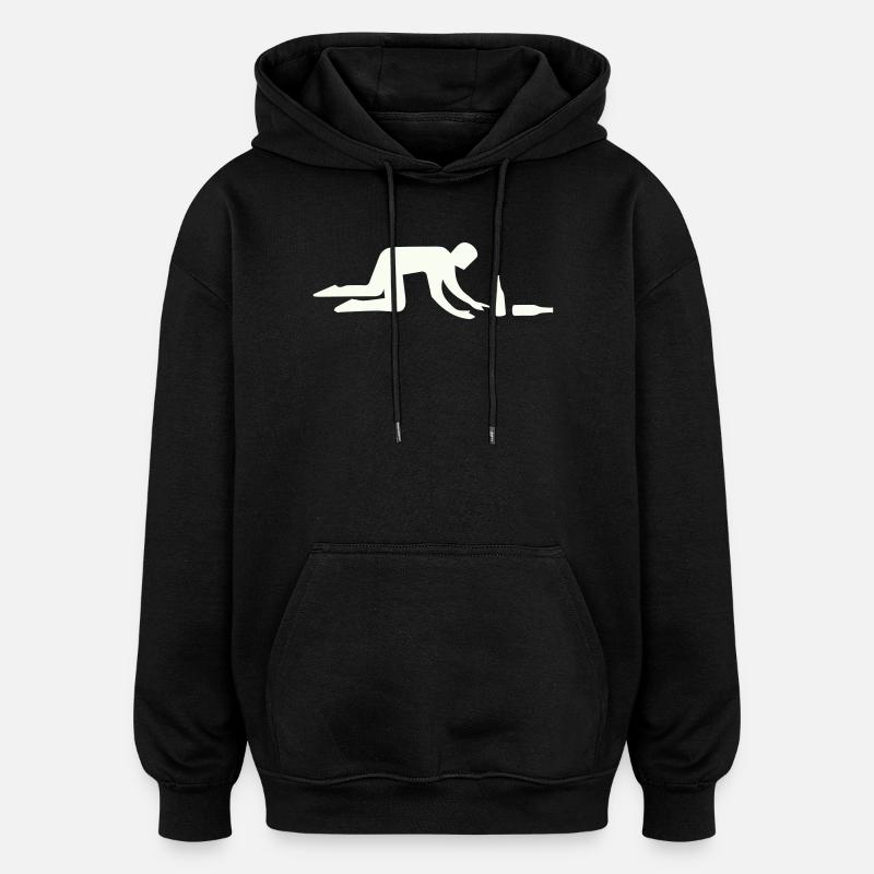 Drunkard silhouette with bottle - Oversized Unisex Hoodie - black