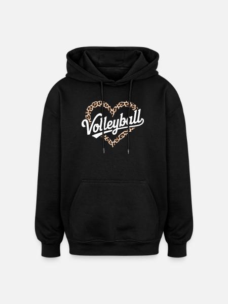 Leopard Herz Volleyball Design - Oversized Unisex Hoodie - Schwarz