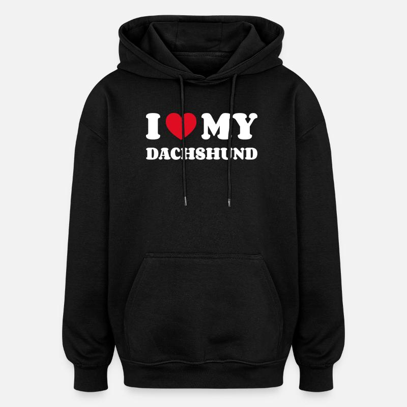 J’adore mon teckel Dackel - Sweat à capuche oversize unisexe - noir