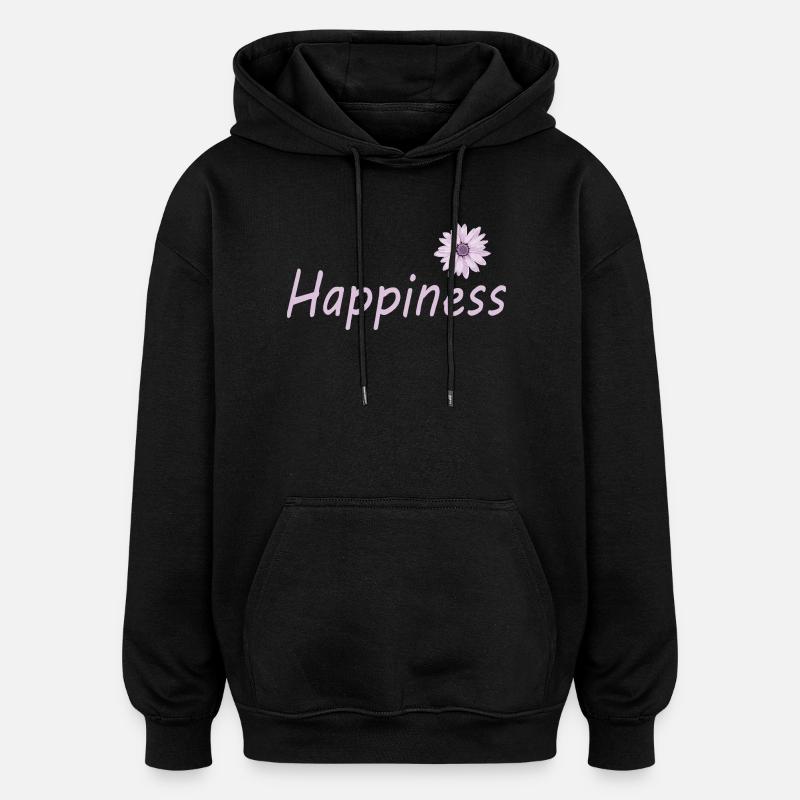 Bonheur - Sweat à capuche oversize unisexe - noir