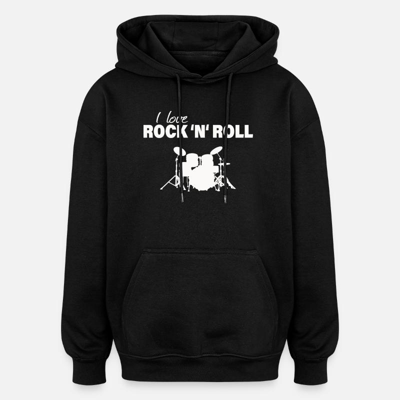 Rock and roll - Sweat à capuche oversize unisexe - noir