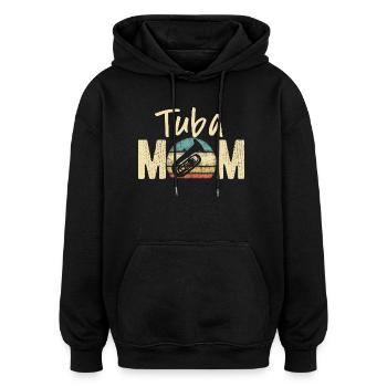 Tuba Mama Retro Vintage Marschkapelle Design - Oversized Unisex Hoodie - Schwarz - Vorne - Noah (186cm)