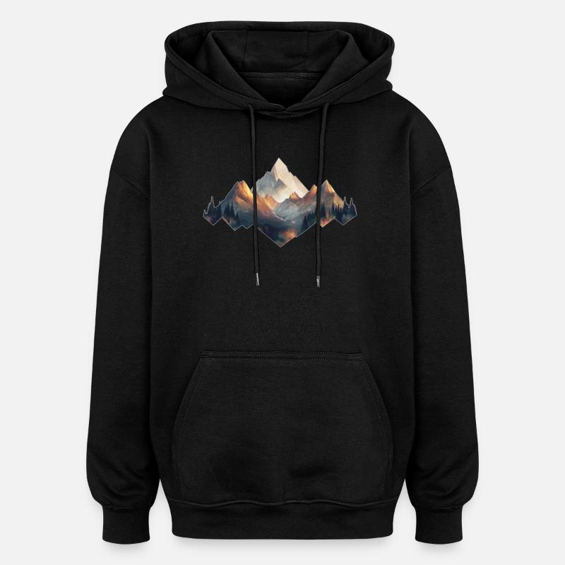 Berge - Oversized Unisex Hoodie - Schwarz