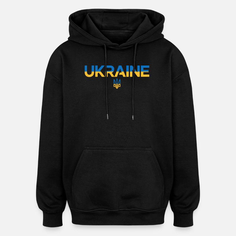 Drapeau de l’Ukraine Trident Emblem Art - Sweat à capuche oversize unisexe - noir