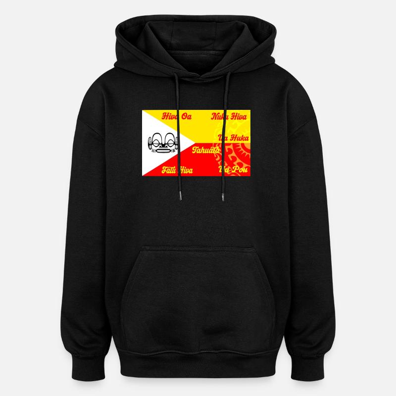 Marquesan Flag - Personalized - Oversized Unisex Hoodie - black