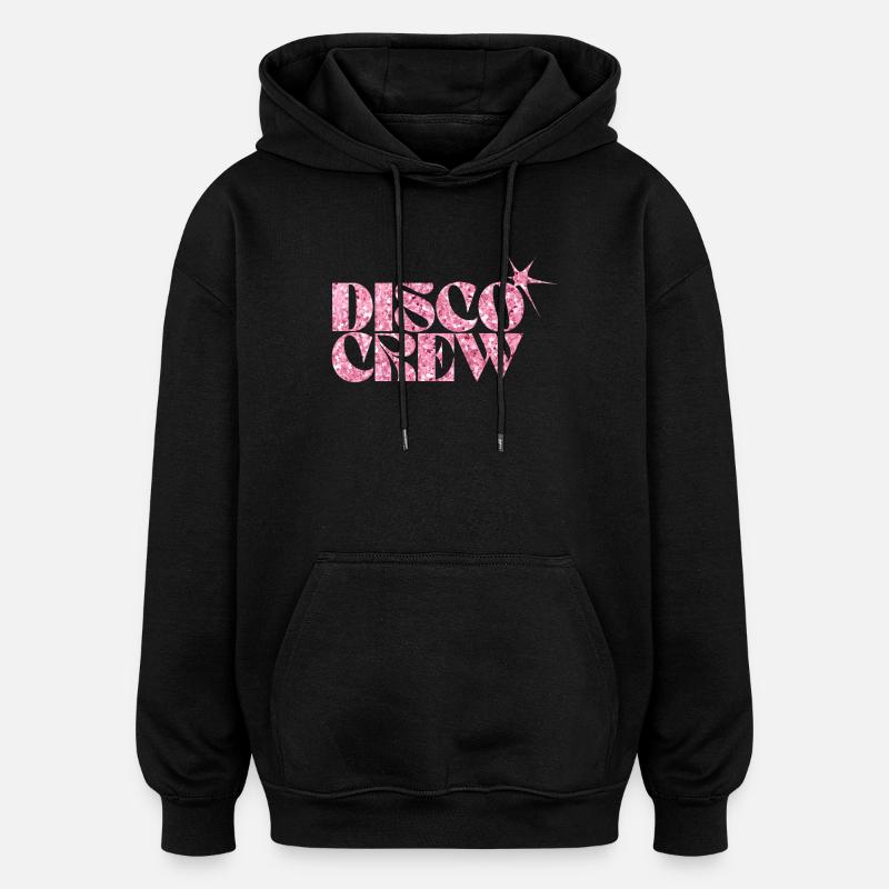 Disco Crew Logo à paillettes roses - Sweat à capuche oversize unisexe - noir