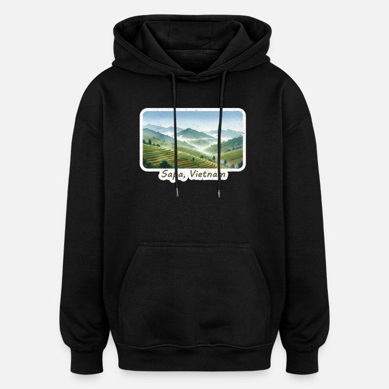 Terrasses Sapa Vietnam - Sweat à capuche oversize unisexe - noir