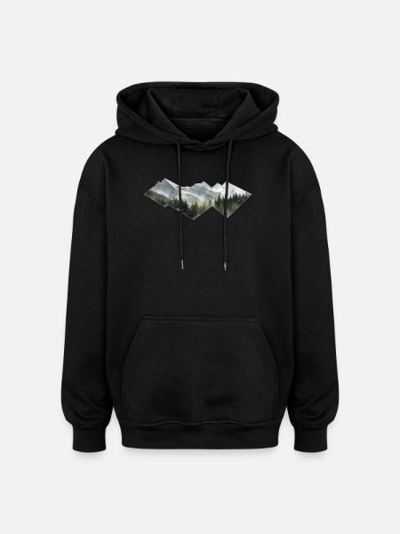 Mountains Minimalism - Oversized Unisex Hoodie - black