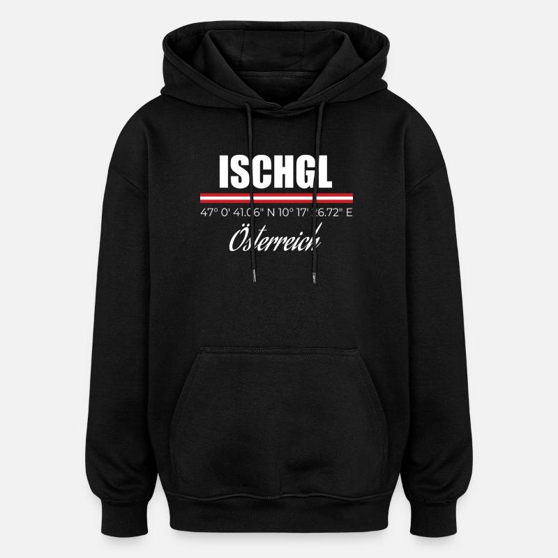 Ischgl - Sweat à capuche oversize unisexe - noir