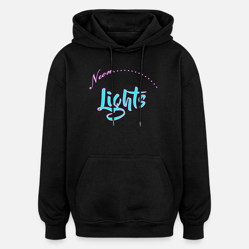 Neon Lights Schriftzug - Oversized Unisex Hoodie - Schwarz