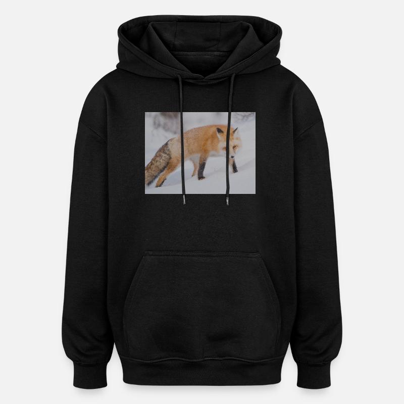 Snow Fox Pixel Art - Oversized Unisex Hoodie - black