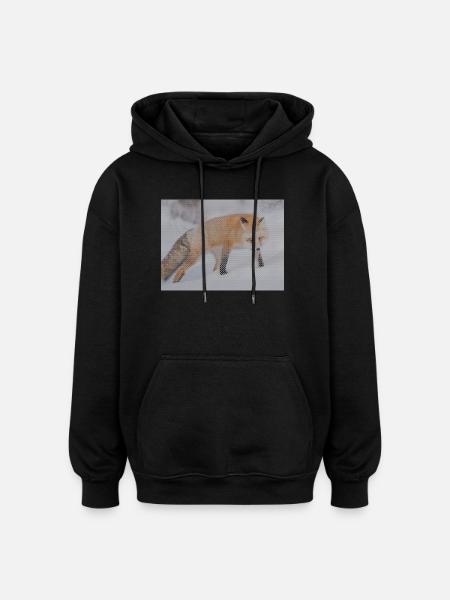 geometric fox - Oversized Unisex Hoodie - black
