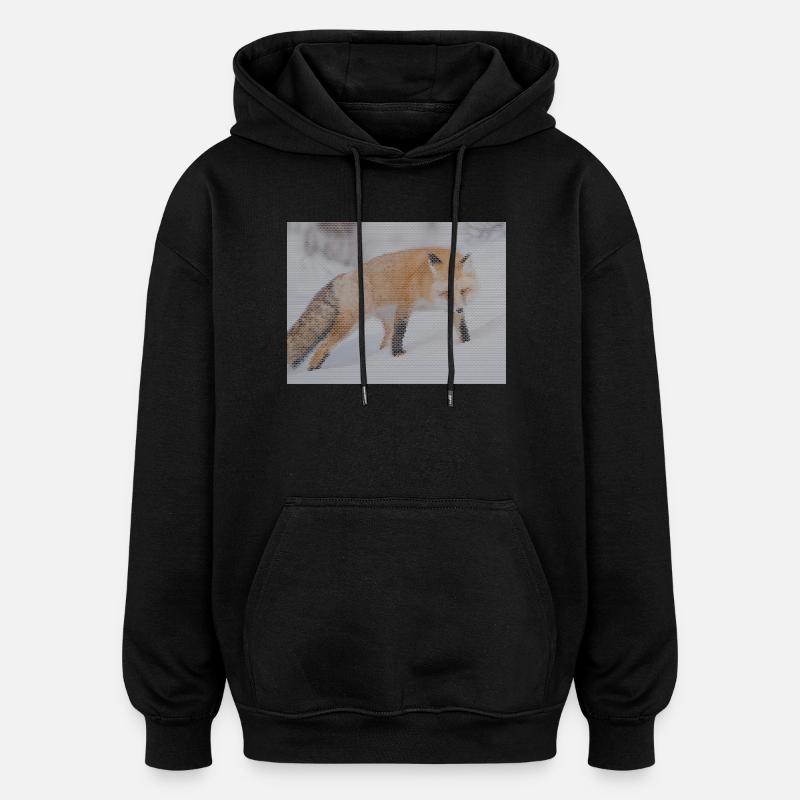 geometric fox - Oversized Unisex Hoodie - black