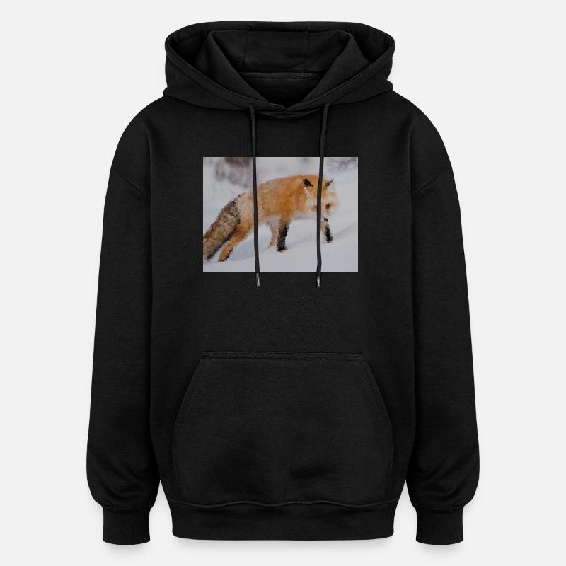 Fuchs im Schnee Aquarell - Oversized Unisex Hoodie - Schwarz