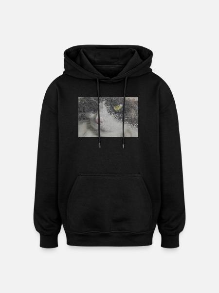 Cat Portrait Mosaic - Oversized Unisex Hoodie - black