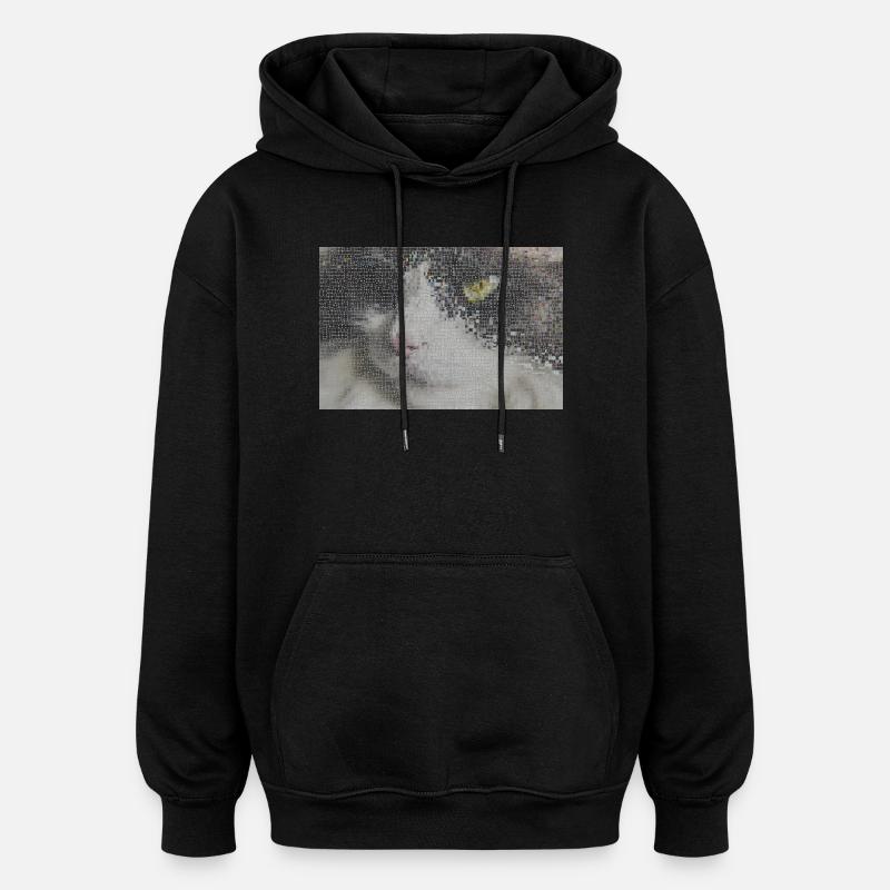 Mosaïque de portrait de chat - Sweat à capuche oversize unisexe - noir