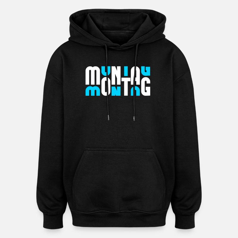 Motif Monday Blanc/Cyan - Sweat à capuche oversize unisexe - noir
