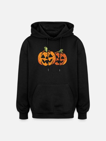 Two funny Halloween pumpkins - Oversized Unisex Hoodie - black