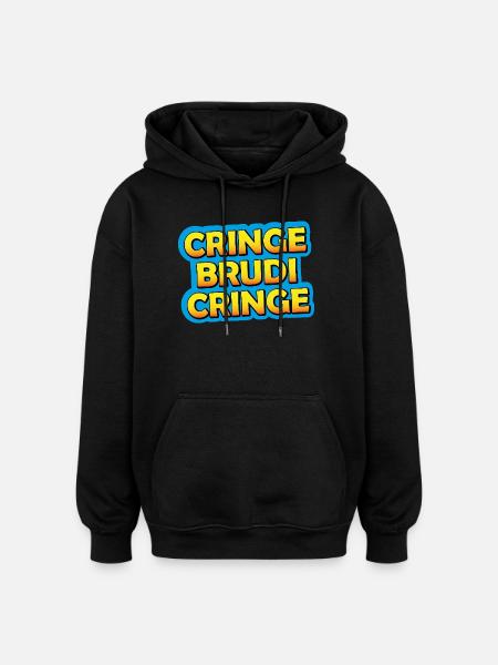 Cring Brudi Cring Neon Graphic - Oversized Unisex Hoodie - black