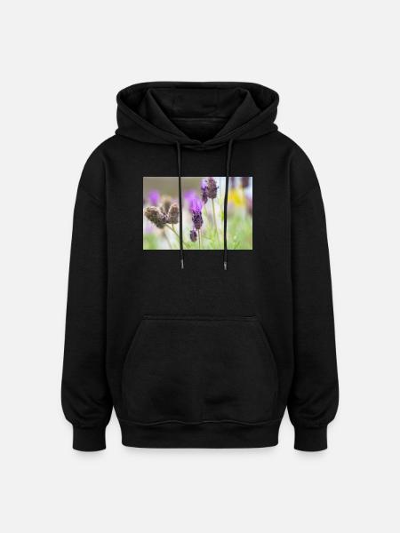Delicate Lavender in Bloom - Oversized Unisex Hoodie - black