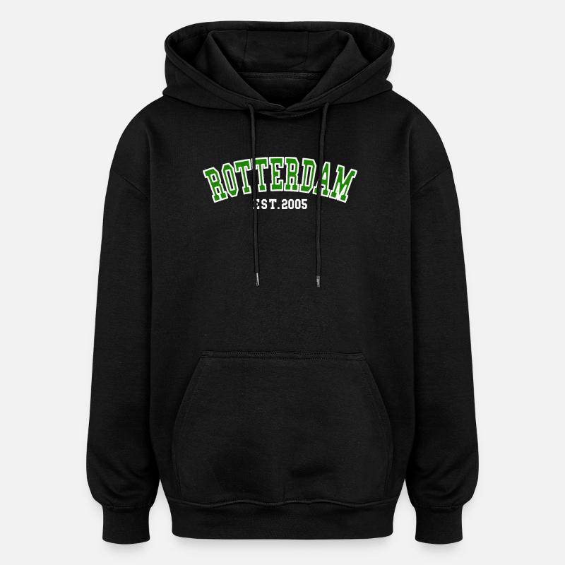 Rotterdam Est.2005 - Sweat à capuche oversize unisexe - noir