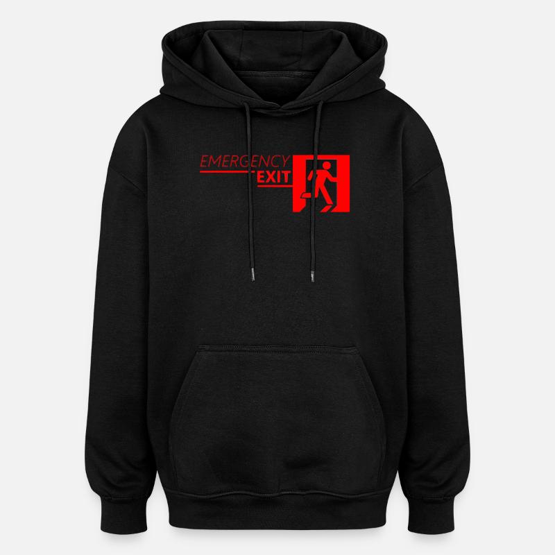 Emergency EXIT Classic Red - Oversized Unisex Hoodie - black