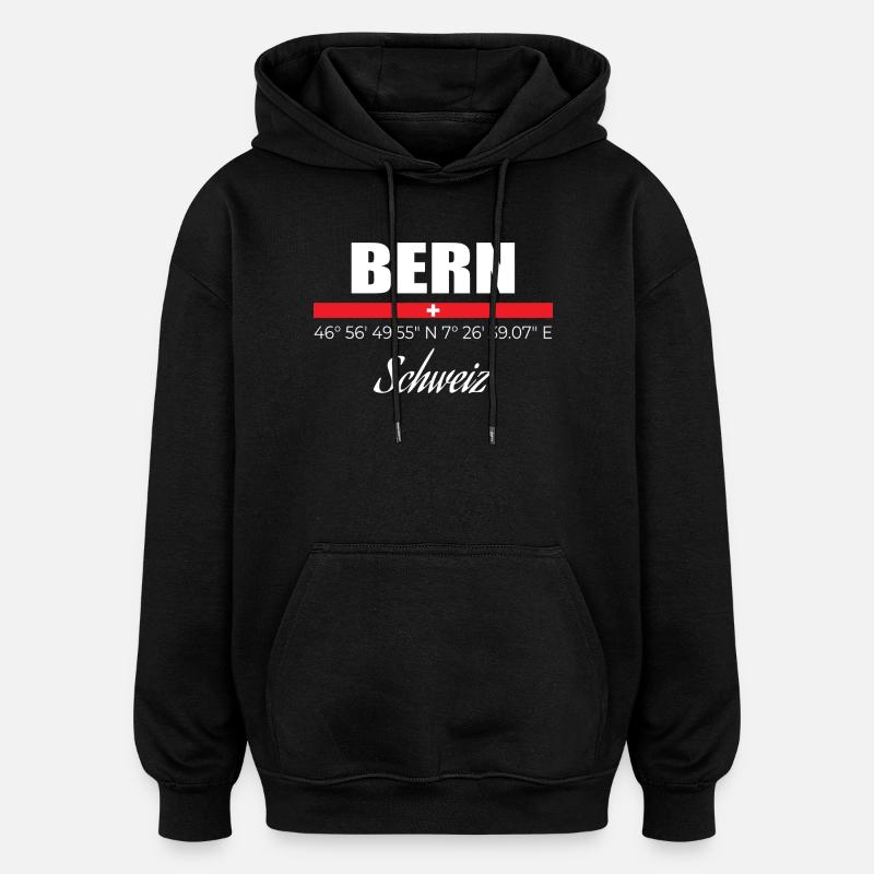 Bern - Sweat à capuche oversize unisexe - noir