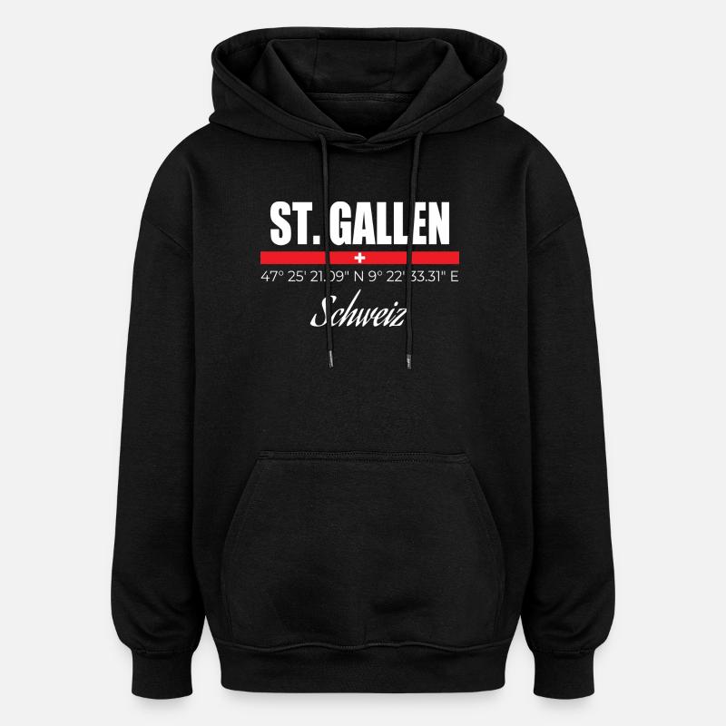Saint-Gall - Sweat à capuche oversize unisexe - noir