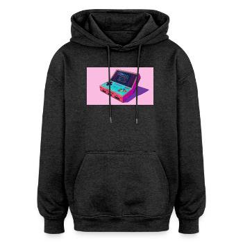 Fresh Console - Oversized Unisex Hoodie - charcoal grey - Front - Noah (186cm)