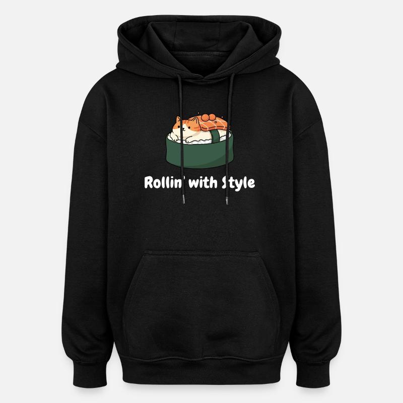 Sushi Cat Roll Style - Oversized Unisex Hoodie - black