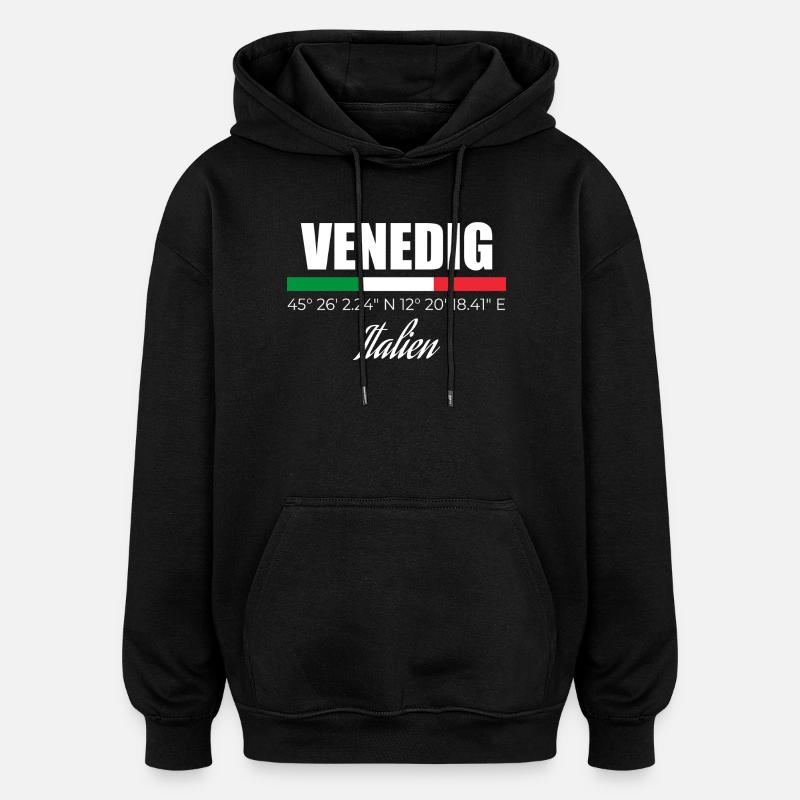 Venise - Sweat à capuche oversize unisexe - noir