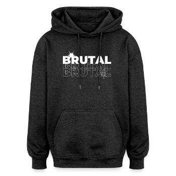 Brutaler geometrischer Echo-Druck - Oversized Unisex Hoodie - Anthrazit - Vorne - Noah (186cm)