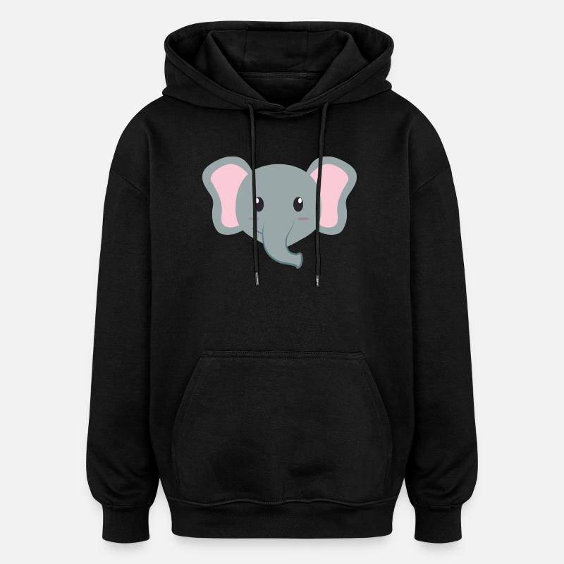 Dessin animé d’éléphant - Sweat à capuche oversize unisexe - noir