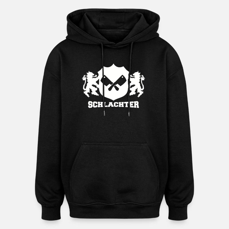 Emblème du boucher - Sweat à capuche oversize unisexe - noir