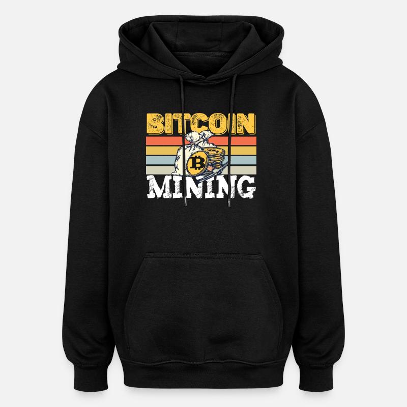 Rétro minage de bitcoins - Sweat à capuche oversize unisexe - noir