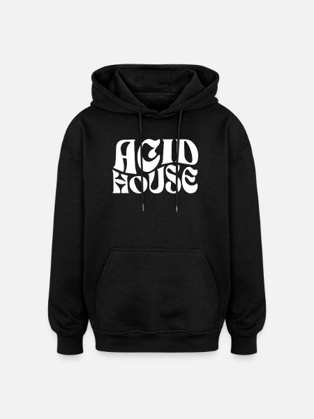 Acid House Typographic Logo - Oversized Unisex Hoodie - black