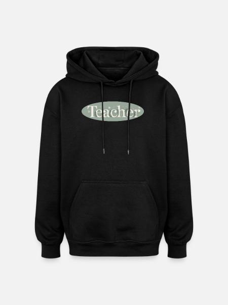 Winter Teacher Lettering Fir Branches - Oversized Unisex Hoodie - black