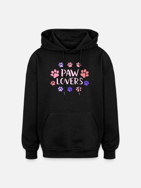 Pastel Animal Paw Lover - Oversized Unisex Hoodie - black