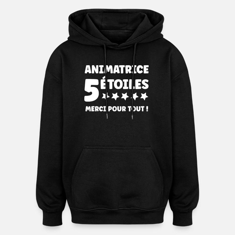 ANIMATRICE - Sweat à capuche oversize unisexe - noir