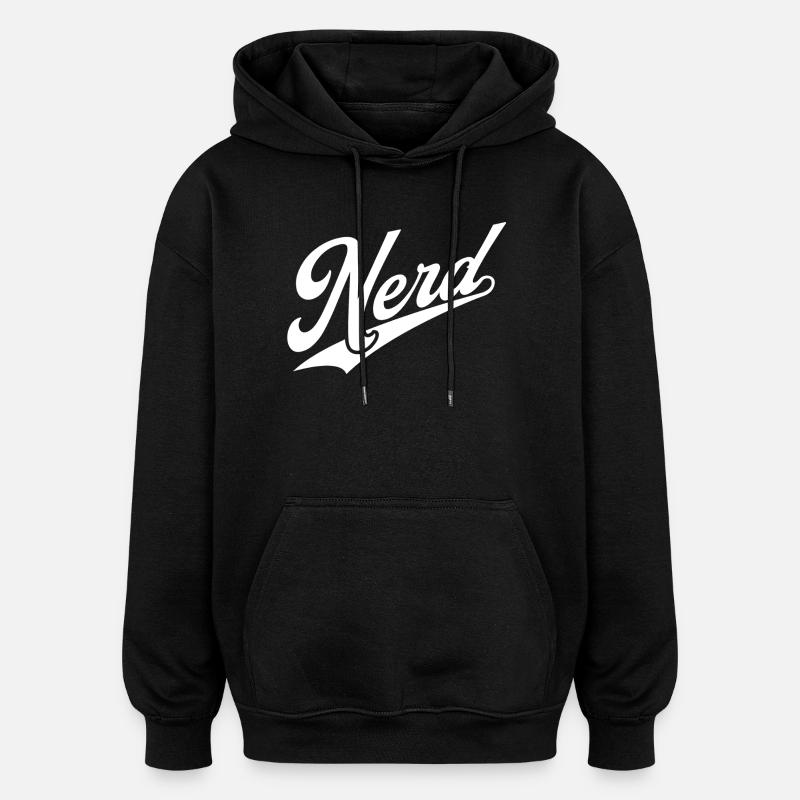 NERDY forever - NERD retro weiß - Oversized Unisex Hoodie - Schwarz