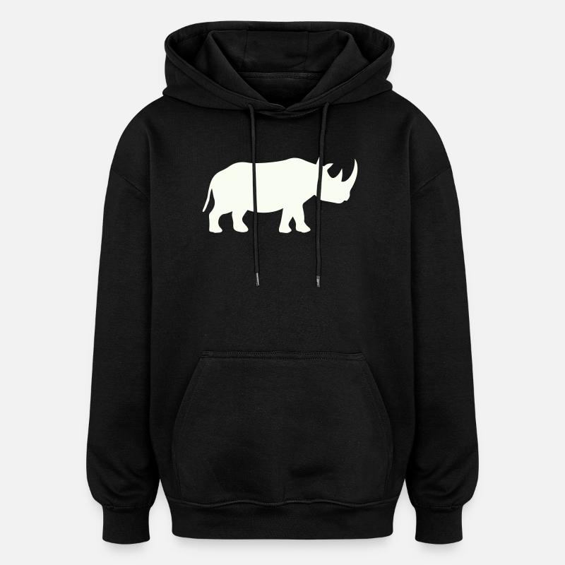 Silhouette de rhinocéros Minimal puissant - Sweat à capuche oversize unisexe - noir