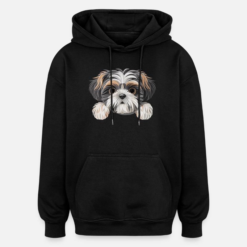 Shih Tzu - Sweat à capuche oversize unisexe - noir