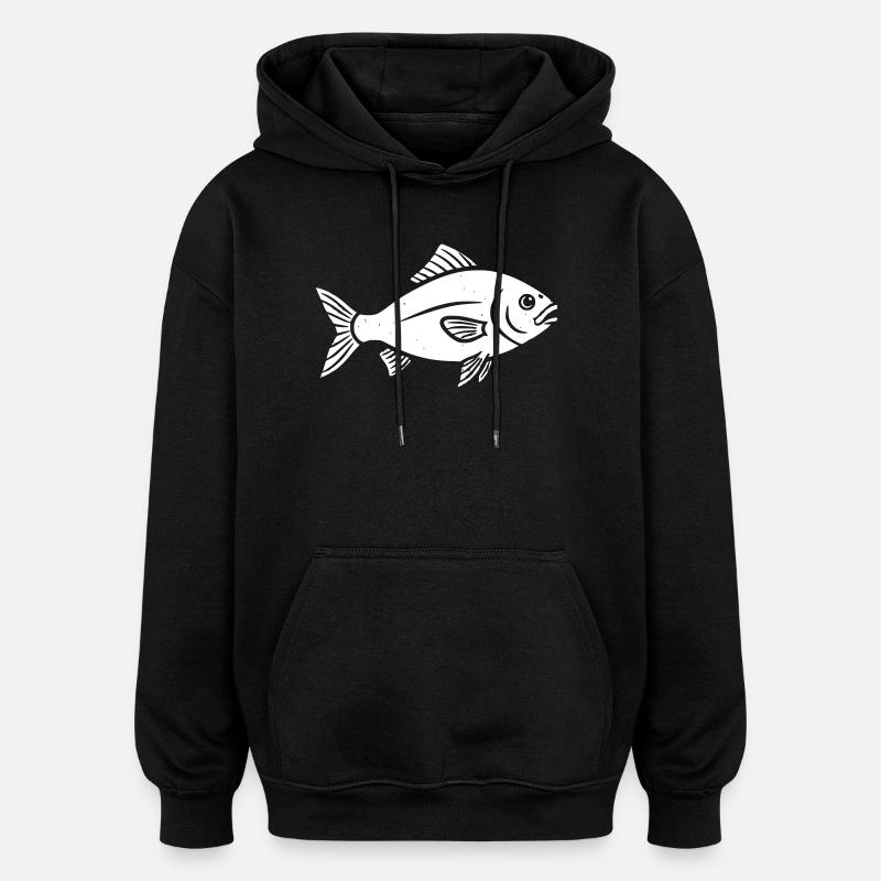 Poisson poisson vecteur pêche conception - Sweat à capuche oversize unisexe - noir