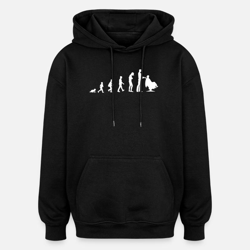 Evolution vom Baby zum Friseur - Oversized Unisex Hoodie - Schwarz