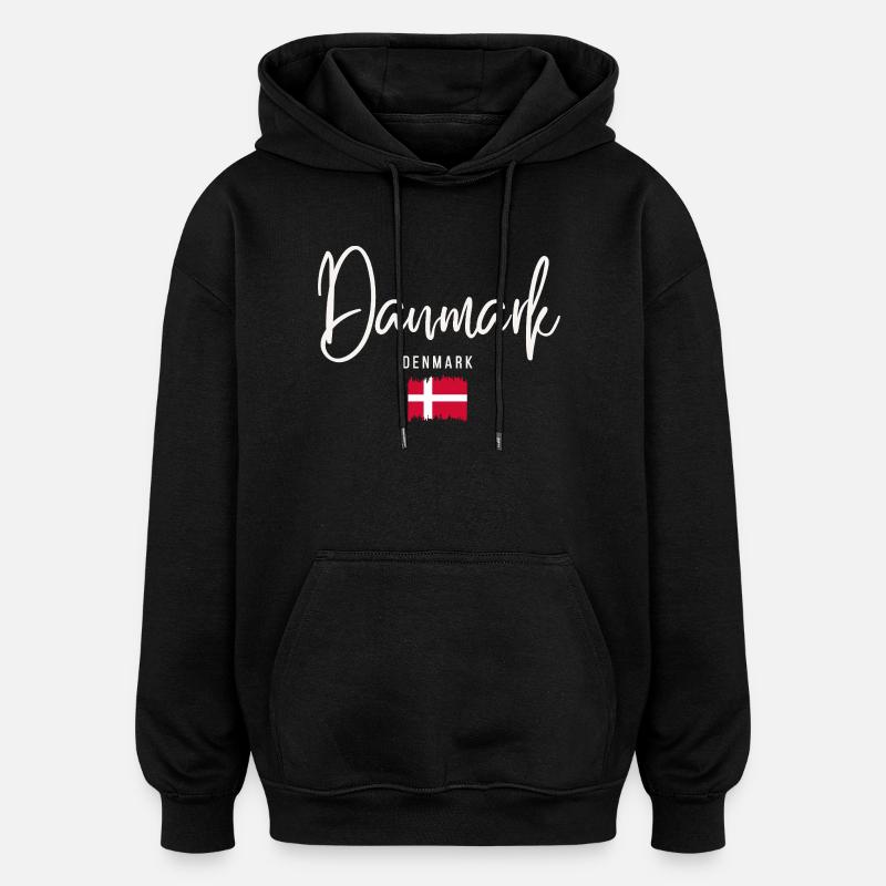 Danish roots, I love Denmark - Oversized Unisex Hoodie - black