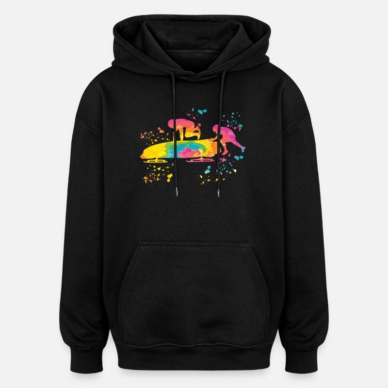 Bobfahrer Bobschlitten Zweierbob - Oversized Unisex Hoodie - Schwarz