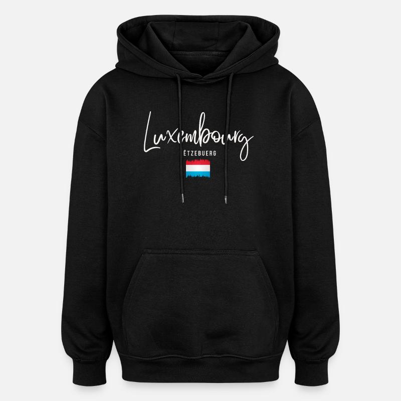 Fabriqué au Luxembourg, racines luxembourgeoises - Sweat à capuche oversize unisexe - noir